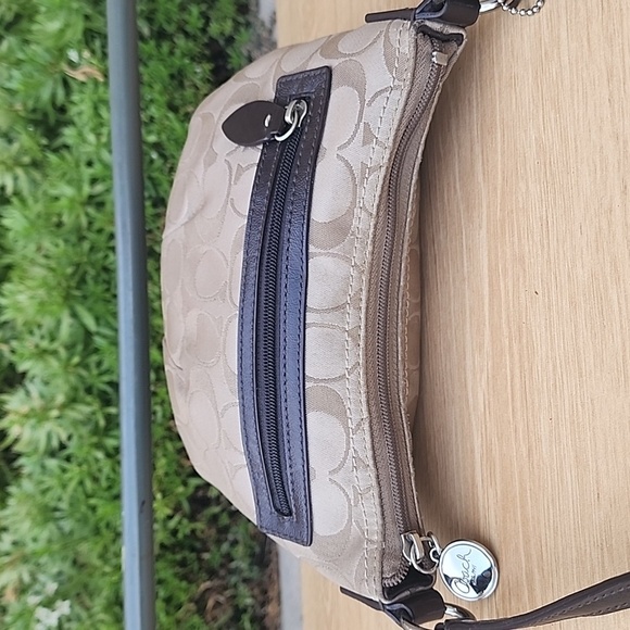 Coach Khaki Signature Sateen w/Front Pocket Top Zip Crossbody Bag - Picture 6 of 15